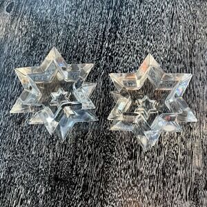 Rosenthal Studio-Line Pair 24% Lead Crystal Candle Holders "Diamond Star" Taper